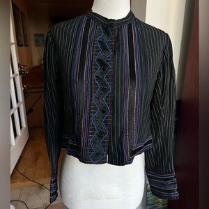 Black Striped Cropped Jacket